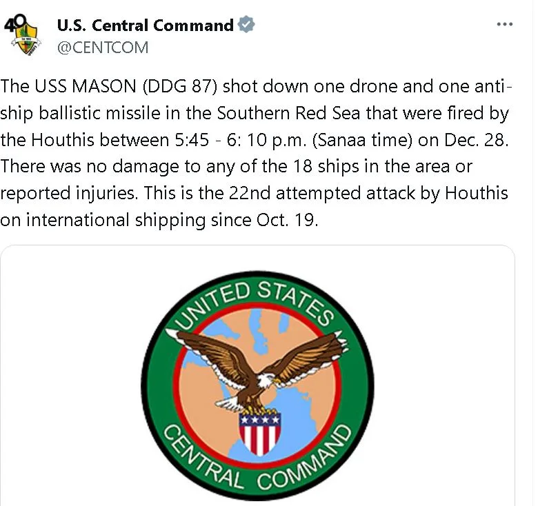 USS Mason Keeps Busy: Stops Another Houthi Attack, 22 and Counting