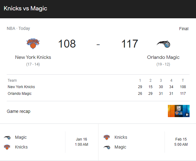 New York Knicks, orlando magic